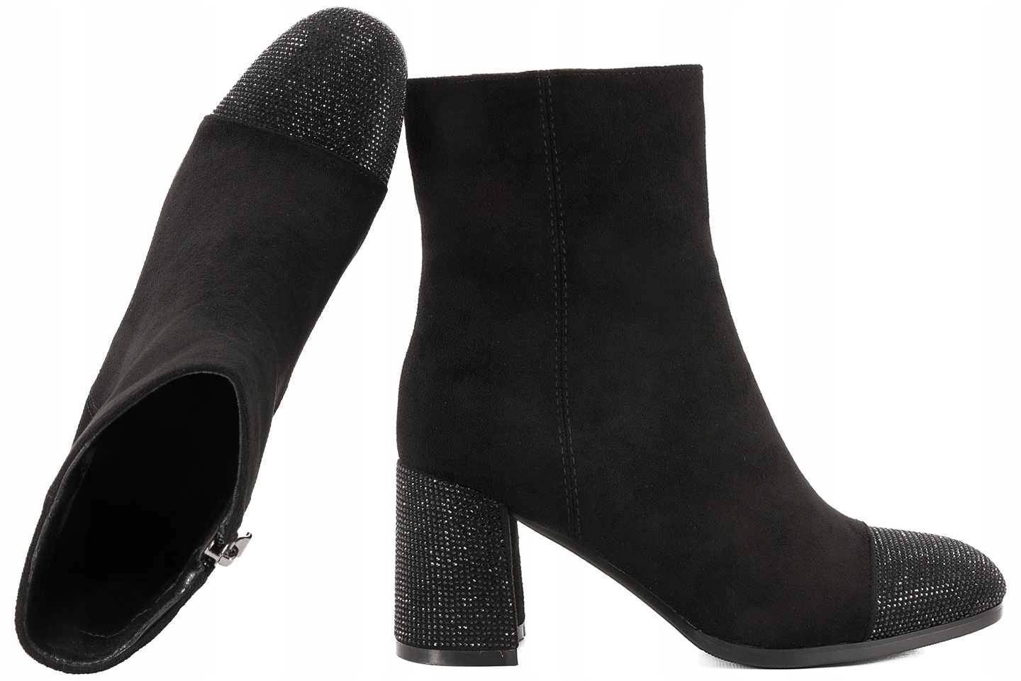 S.barski MR880-033 Kotníkové Boty Zateplené Zimní Kozačky Na Podpatku 37 Černá