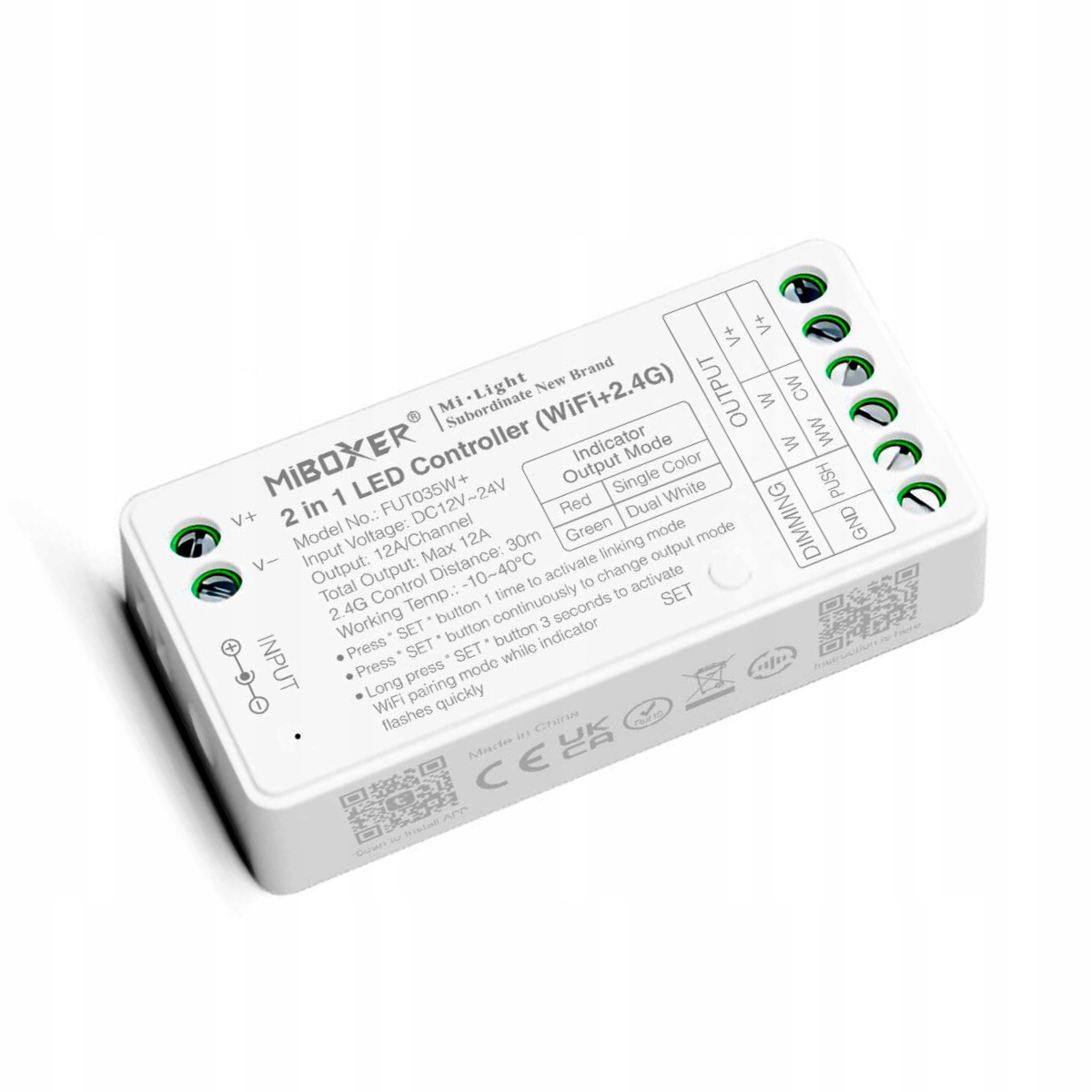 MiBoxer FUT035W+ Sterownik taśma LED CCT 12–24V ściemnianie Tuya 1-strefowy EAN (GTIN) 6970602184252
