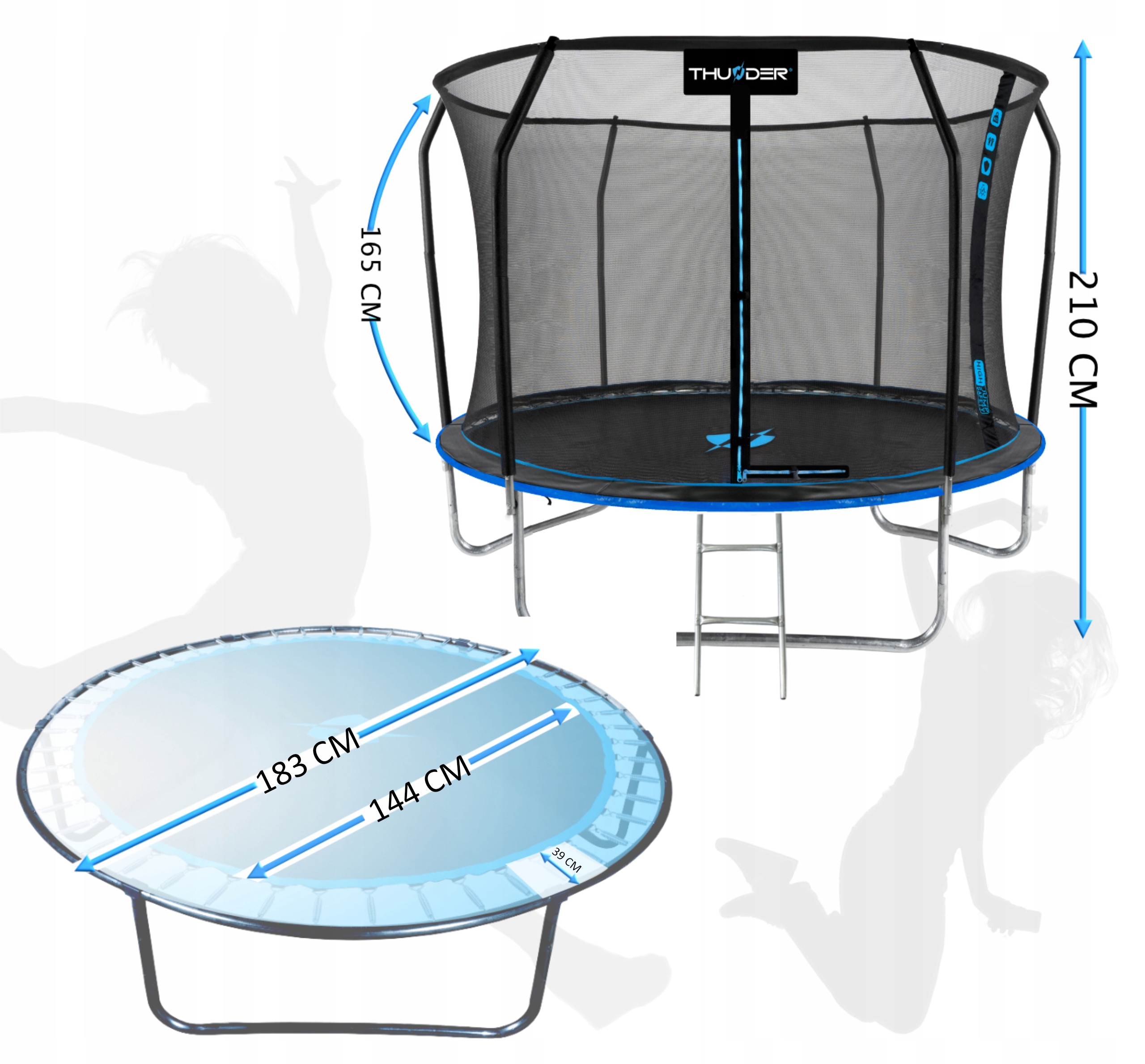 MOCNA Trampolina dla dziecka 183CM wew. siatka ochronna SOLIDNA 6FT ZABAWA EAN (GTIN) 5904161753988