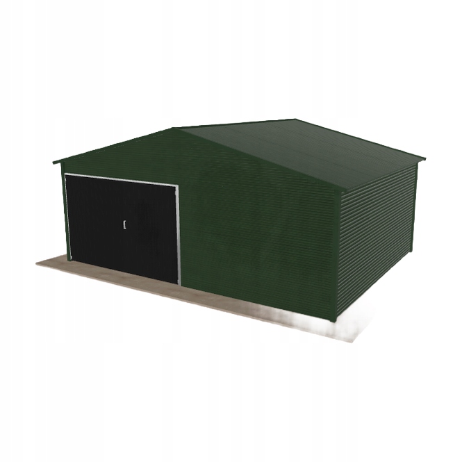 Plechová garáž 6x4.5 m jednopolohová, dvouspádová, zelená