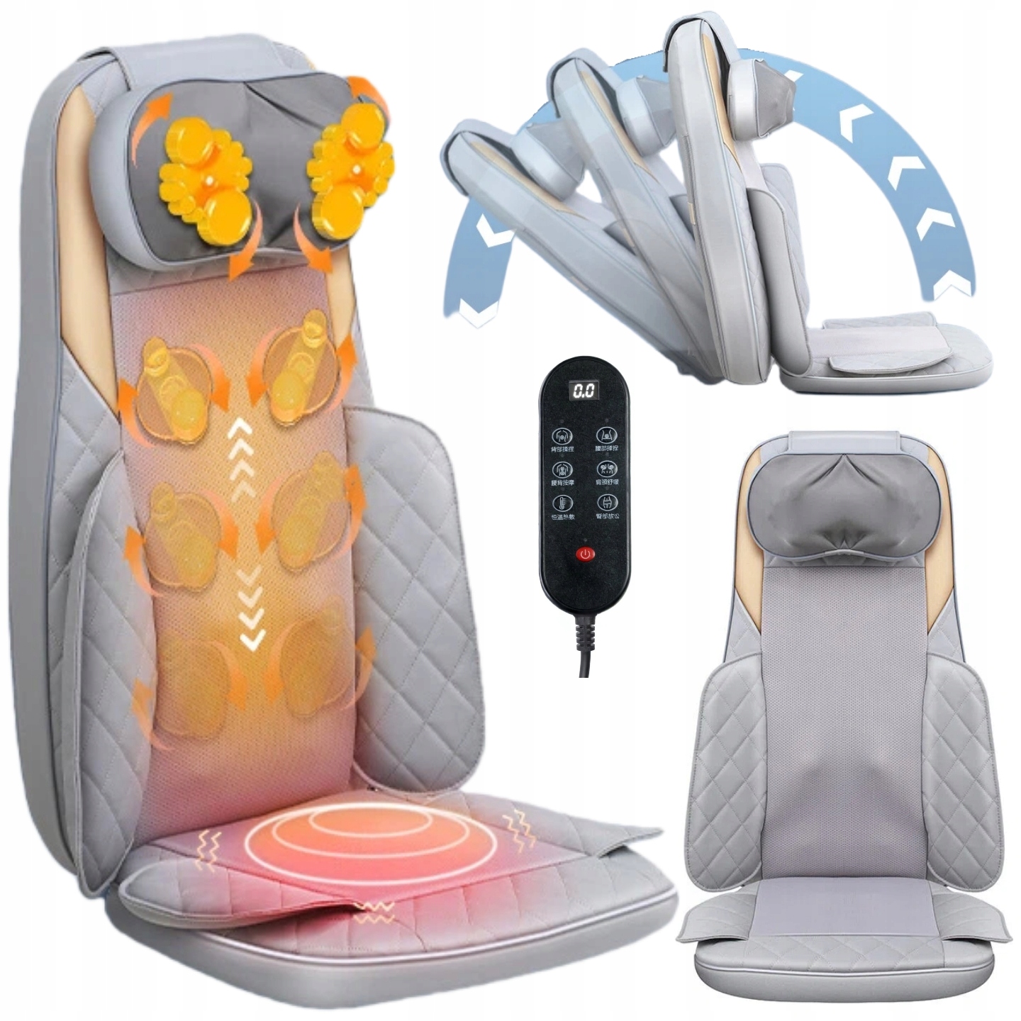 Mata Masująca Shiatsu – Masaż Całego Ciała, Rolowanie, Wibracje, Grzanie