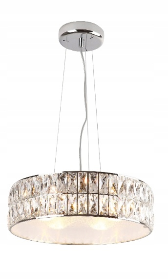 Lampa wisząca chrom z kryształami glamour okrągła 38 cm nad stół Maxlight