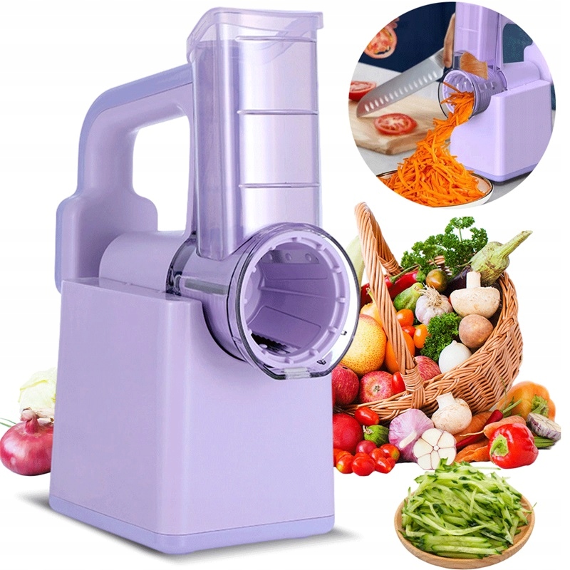 Elektrický Kráječ 2000 Mah S 3 Vyměnitelnými Čepelemi Do Kuchyně, Fialový