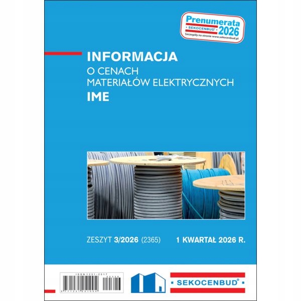 Sekocenbud IME Ceny materiałów elektrycznych 1/2026