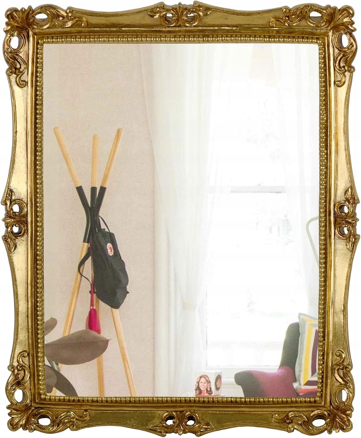 Zrcadlo Nástěnné Vintage Zlaté Dekorativní Retro 42x34 CM Funerom