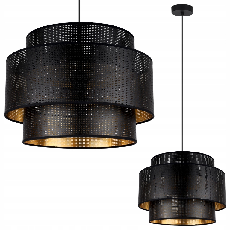 Závesná Stropná Lampa S Čiernym Veľkým Tienidlom Pre Obývaciu Izbu