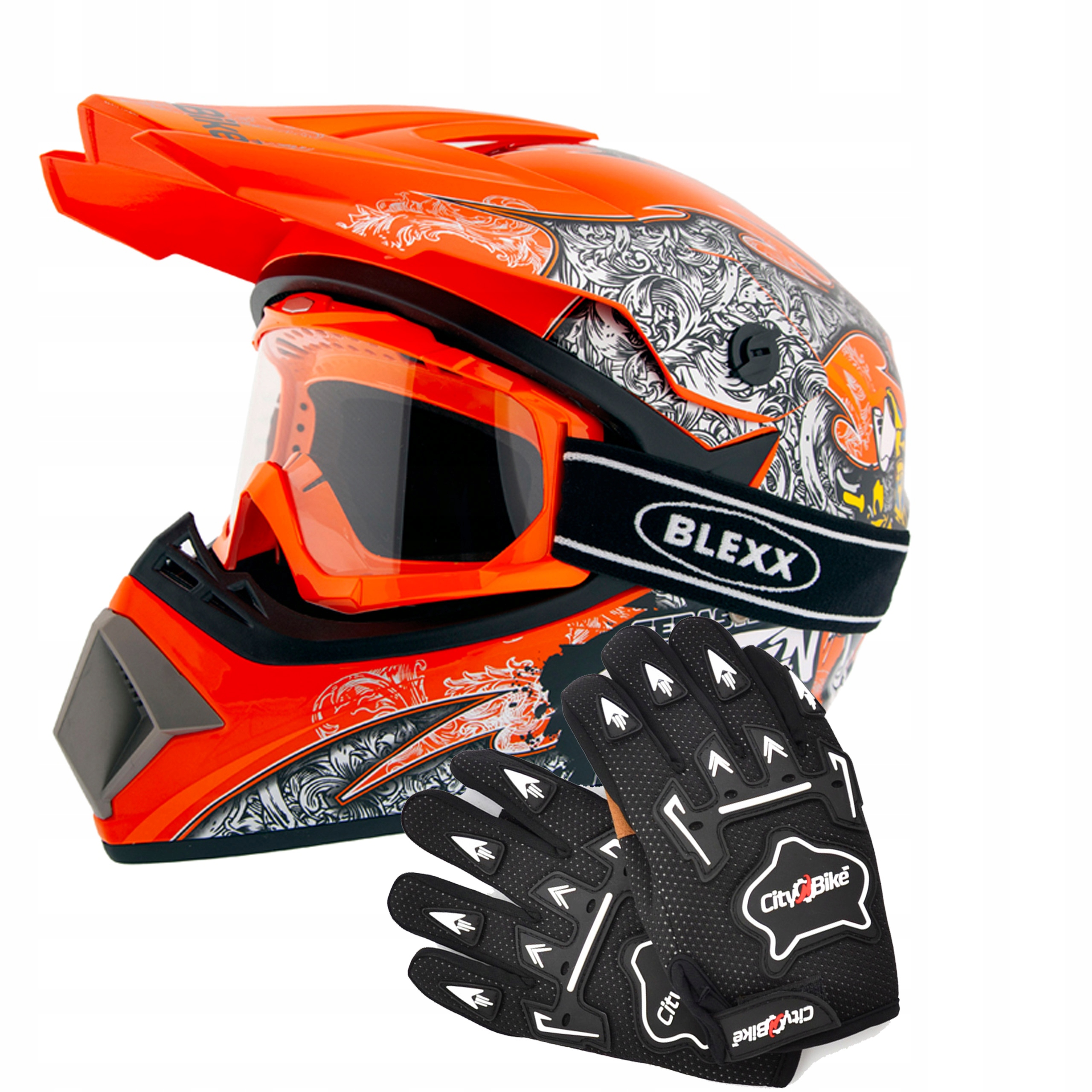 Crossová prilba +Okuliare+ Rukavice na Cross Enduro Bmx Štvorkolka Atv Kolobežka L