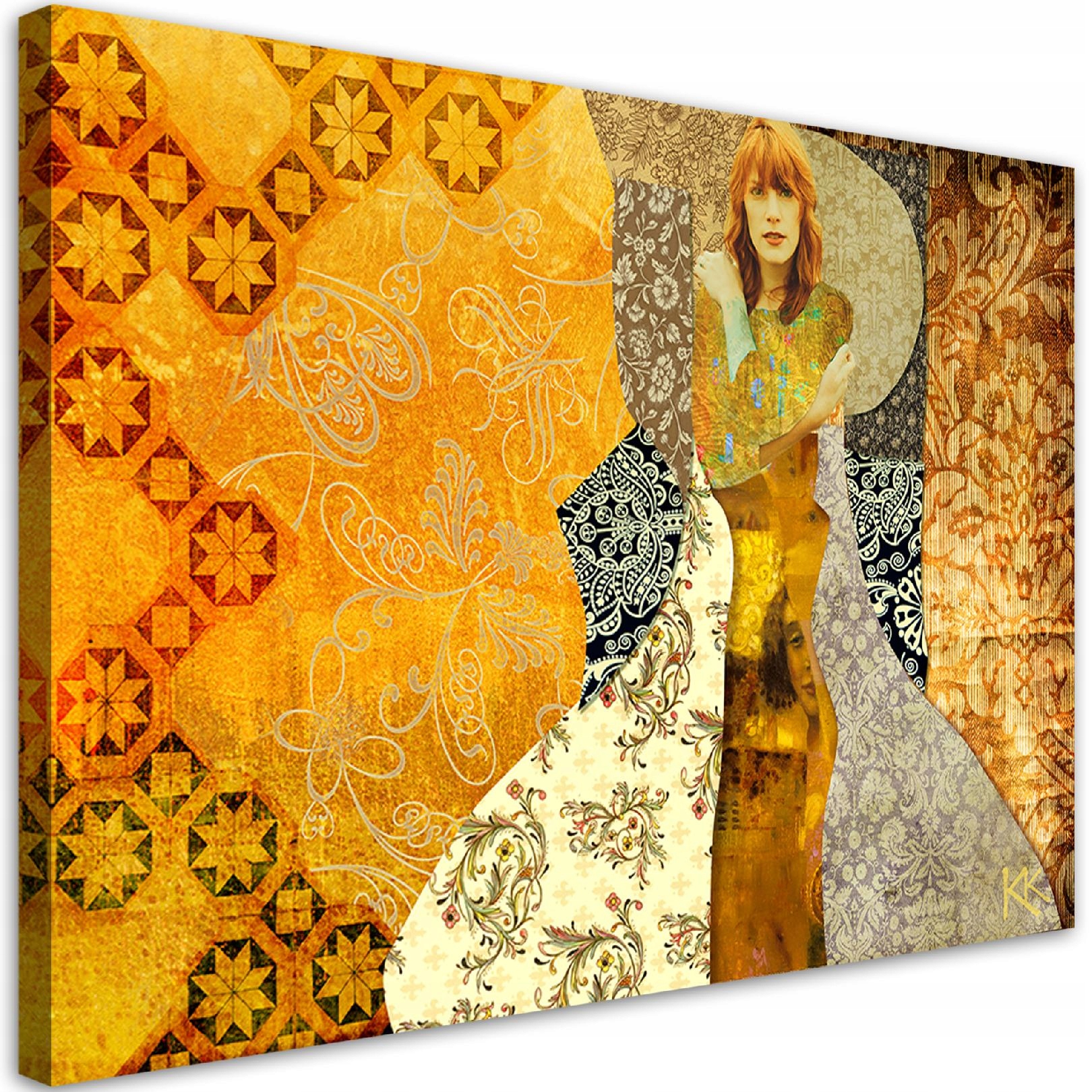 Obraz na plátně, Klimt Žena na ozdobném pozadí 100x70