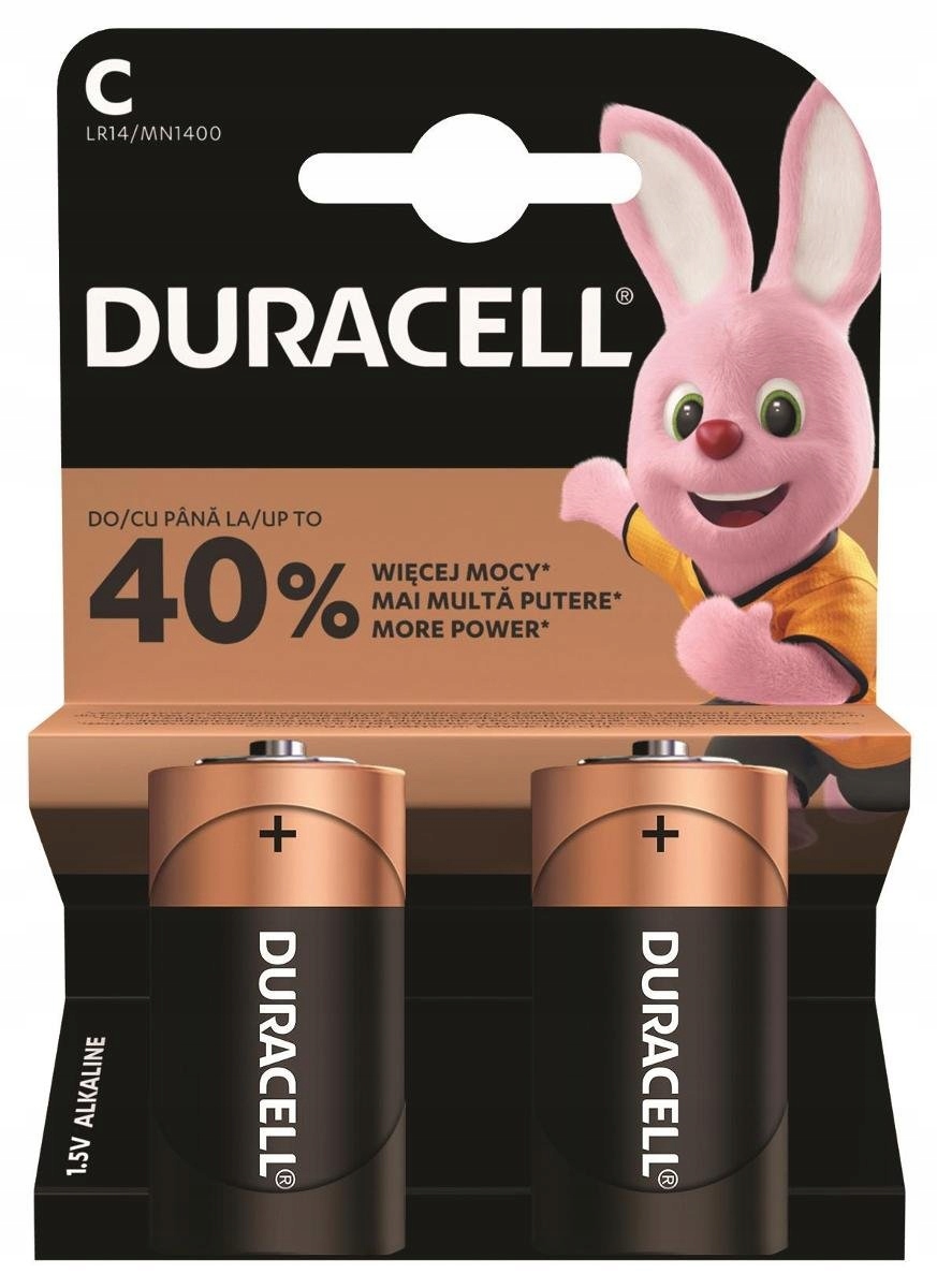 

2x Mocne Baterie Alkaliczne Duracell LR14 C R14