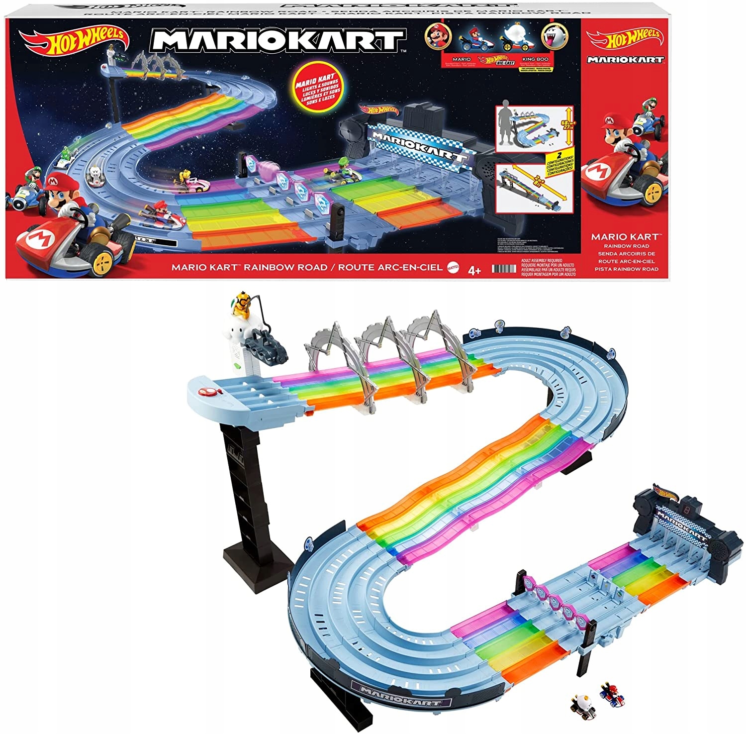Tor samochodowy Hot Wheels Gxx41 Mario Kart 1:64 z efektami dźwiękowymi