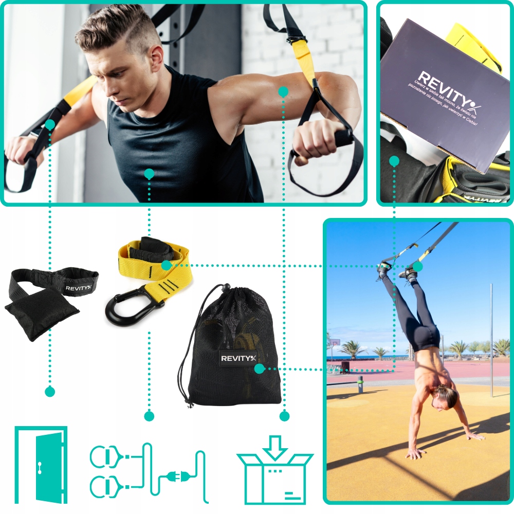 TAŚMY DO ĆWICZEŃ GRAVITY TRAINER Z DEDYKOWANYM MOCOWANIEM SUFITOWYM Model Gravity Trainer