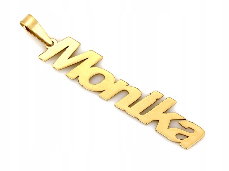 Zlatý přívěsek 585 jméno Monika, vertikální plech s vyřezaným jménem 1.65 g
