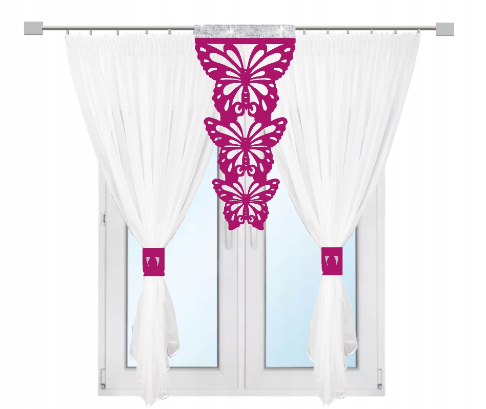 Firana nowoczesna Motyle salon sypialnia lambrekin Ażur glamur 300x150