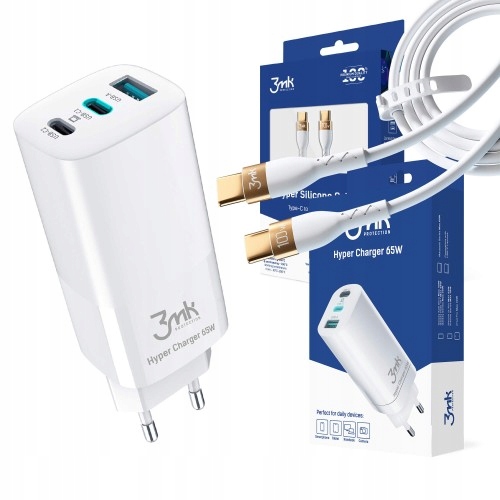 

Ładowarka sieciowa 3mk 65W +Kabel Usb-c 100W 5A 2m