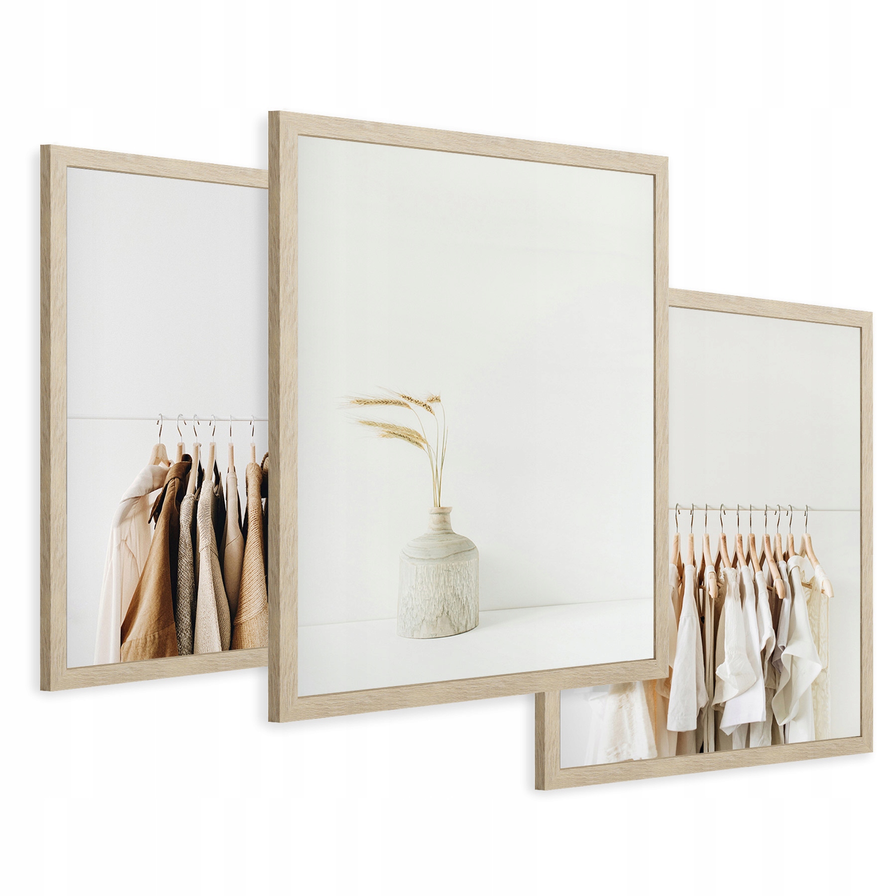 Zestaw Obrazy w ramie plakaty garderoba minimalizm wieszaki tryptyk 43x99