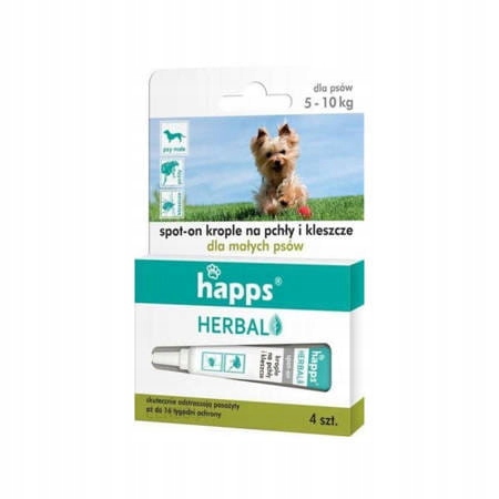 

Krople na pchły,kleszcze Happs Herbal, małe psy