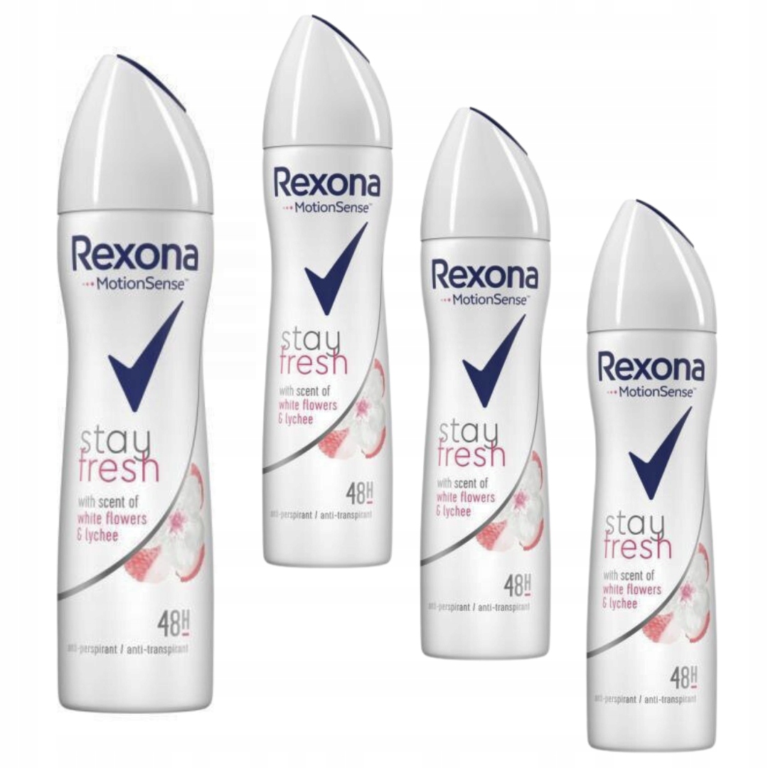 Dezodorant Rexona dla kobiet White Flowers & Lychee Antyprespirant Spray x4