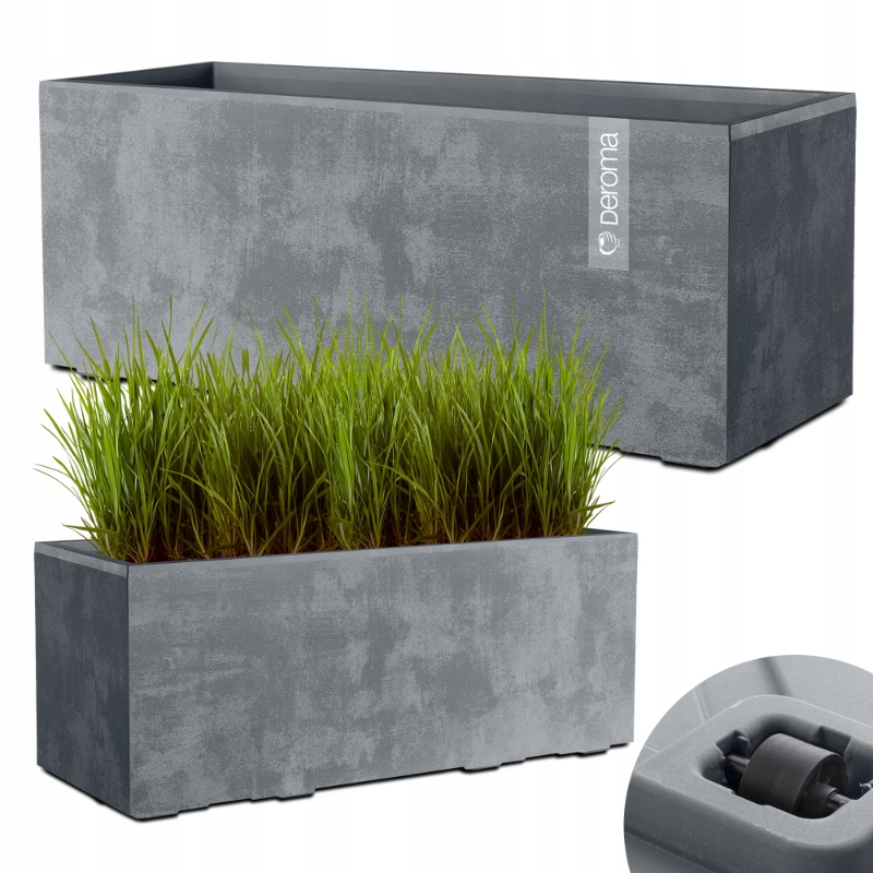 Donica Doniczka Prostokątna Deroma Efekt Betonu 99CM Millennium Szara