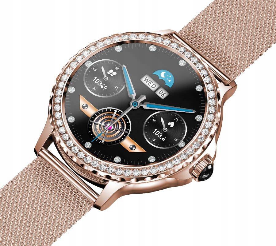 Damski Smartwatch Rubicon RNCF19 Rose Gold Rozmowy Puls Tętno Gry Tarcze