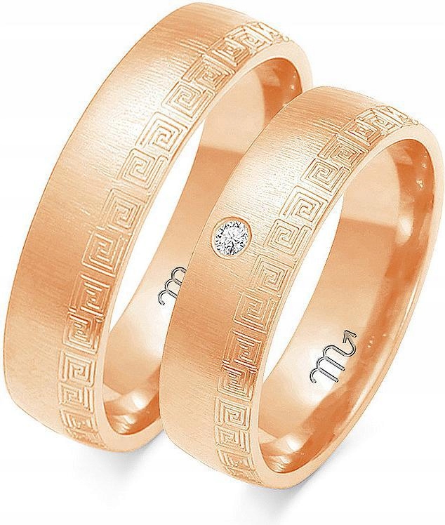 Růžově zlatý snubní prsten svatba 585, rok 26 27 28, unisex kolekce gravírování