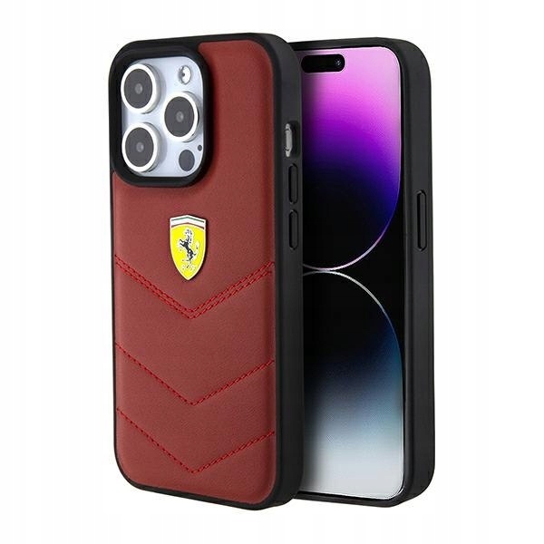 Ferrari FEHCP15LRDUR iPhone 15 Pro 6.1" czerwony/red hardcase Leather