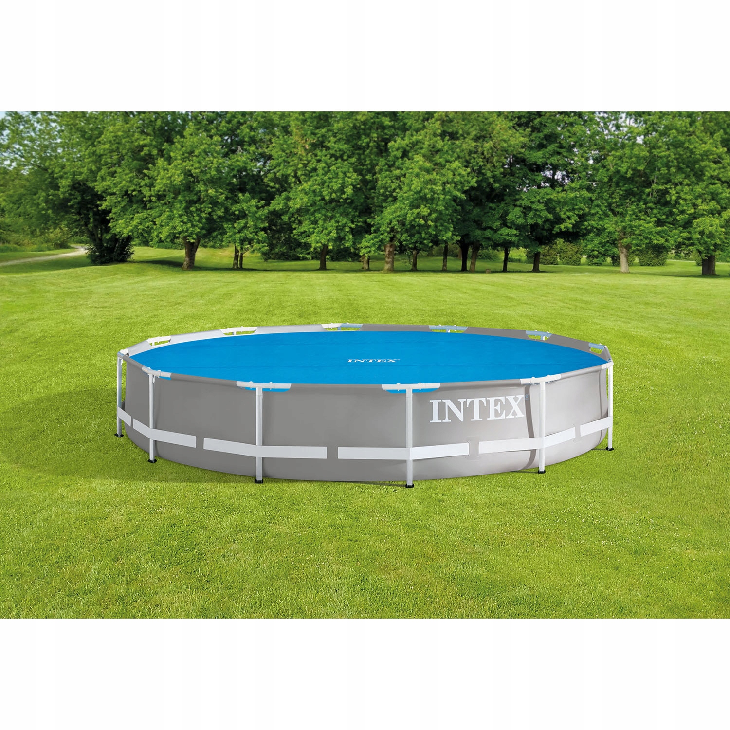 Pokrywa Solarna na Basen Ogrodowy 366cm Plandeka do Basenu Duża Intex 28012 Długość 348 cm