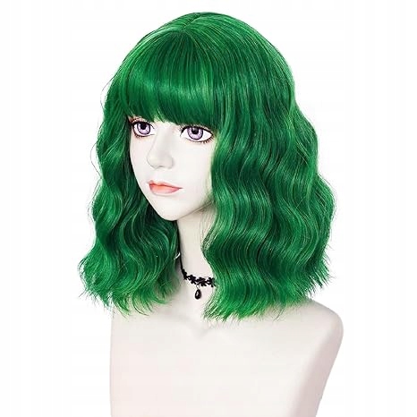 PERUKA ZIELONA WIG WŁOSY PÓŁDŁUGIE FALE ZIELONE COSPLAY HALLOWEEN W105 Kolor włosów inny