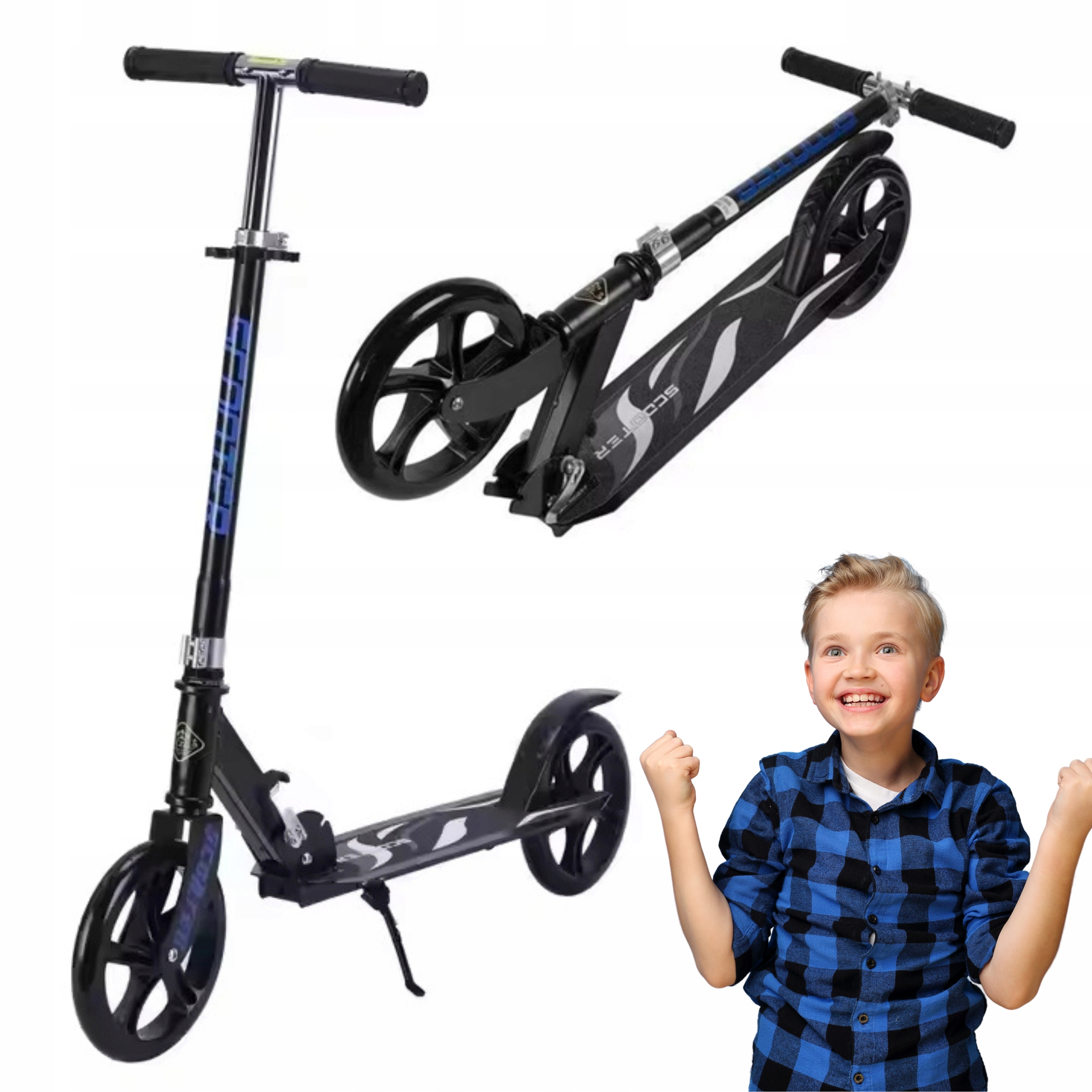 Hulajnoga Miejska Składana Dla Dzieci Dorosłych Duże Koła 200mm 100kg Regul