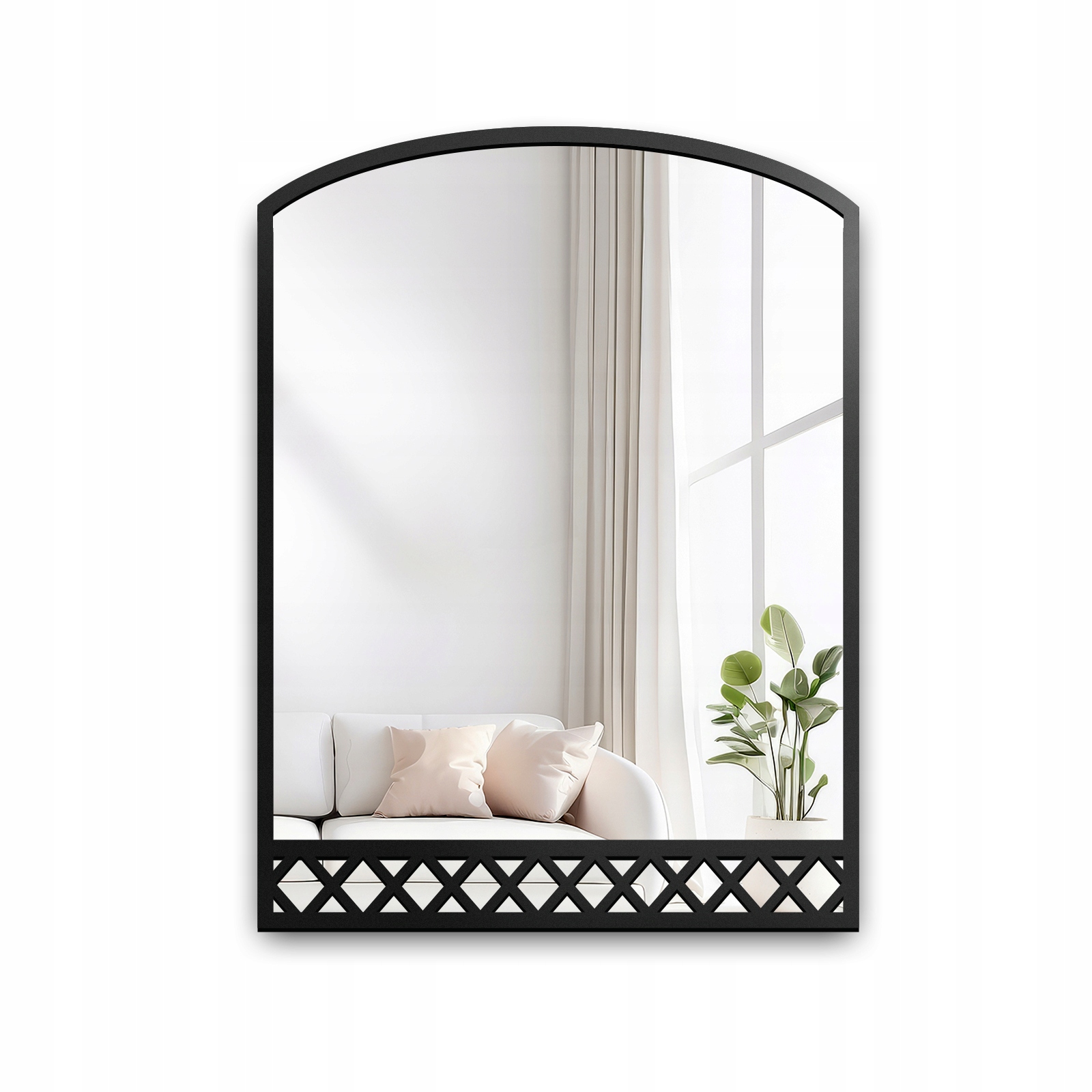 Zrcadlo loft s příčkami v černém rámu mdf Bruno 110x210