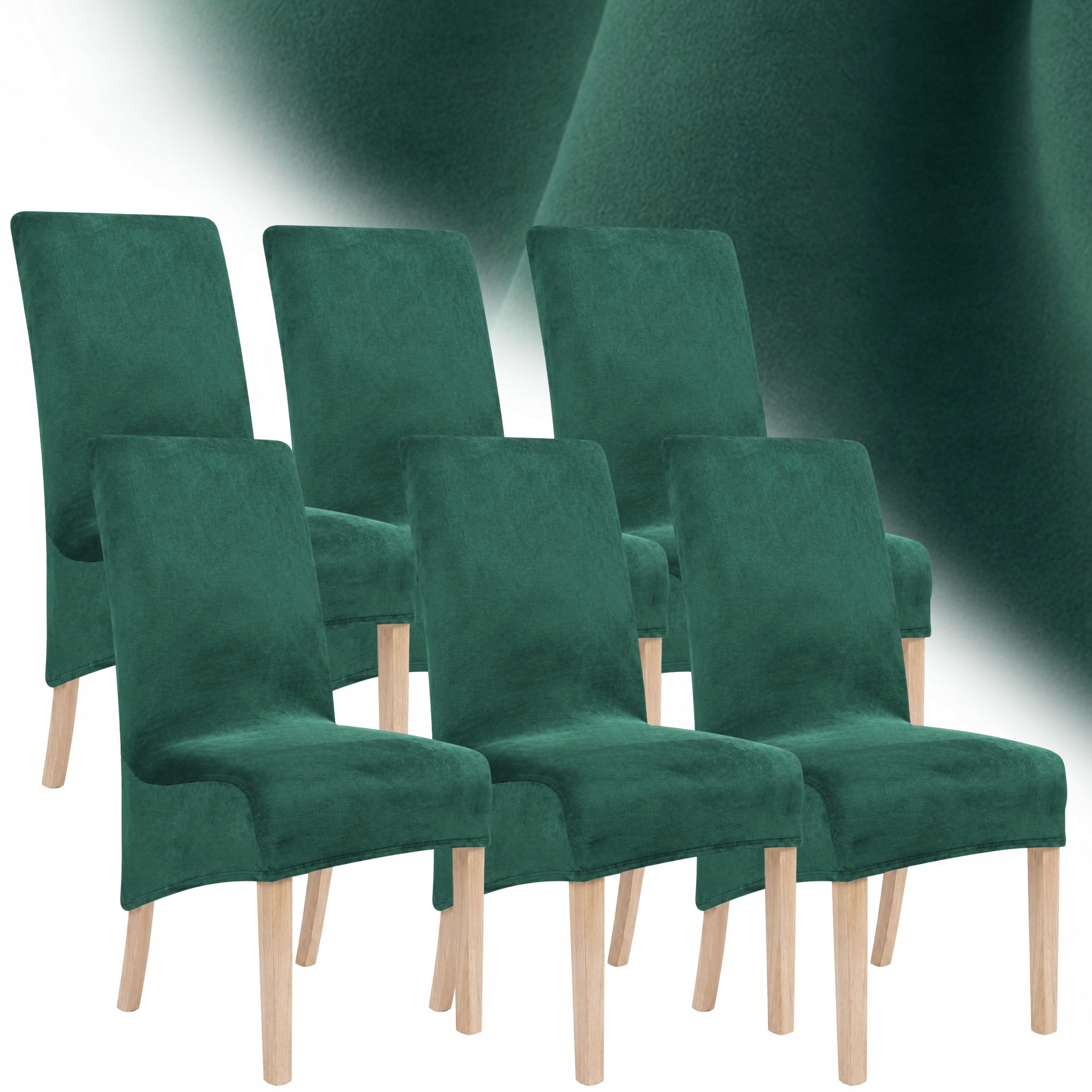 Potah Na Židli XXL Velur 6 Ks Plyš Elastický Univerzální Zelený
