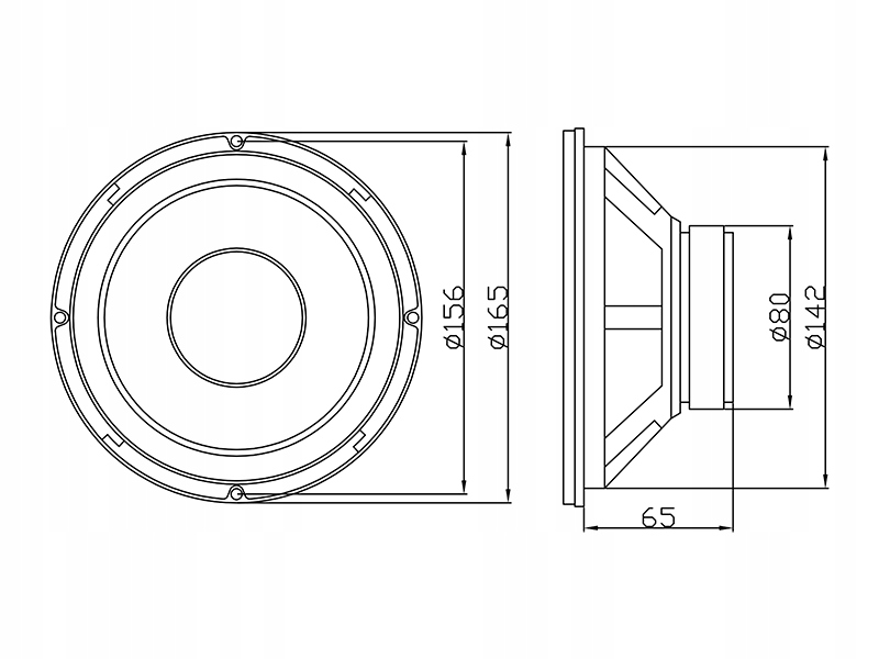 GŁOŚNIK NISKOTONOWY UNIWERSALNY 6.5'' 100W 8 Ohm Model B-165
