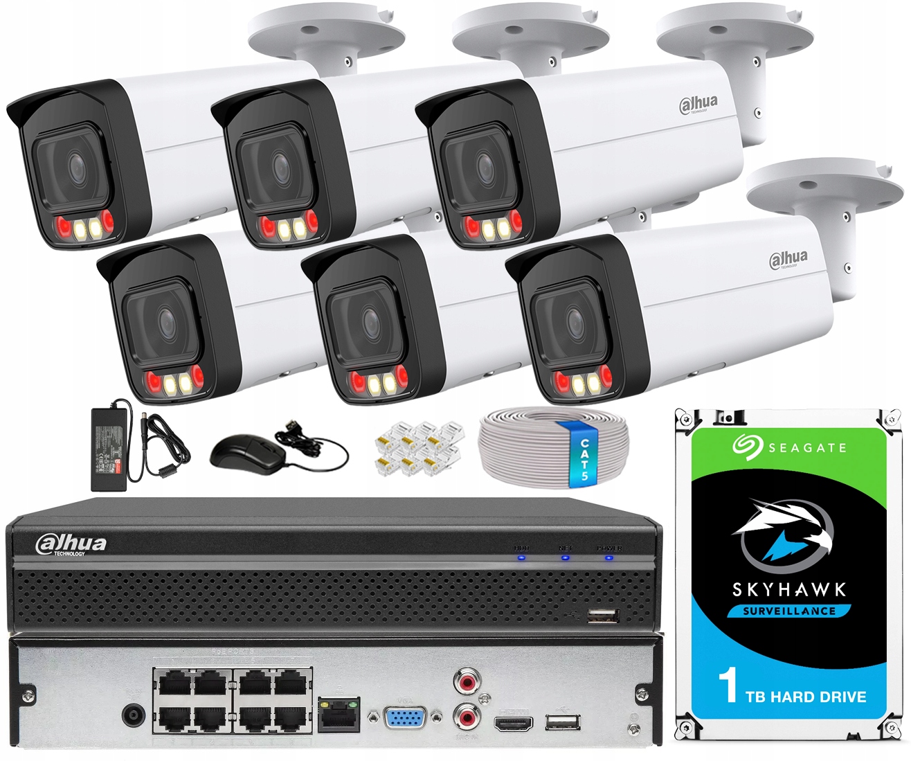 Sada na monitorovanie Dahua 4Mpx 6 Kamer WizSense s analytikou Ai Dual Light