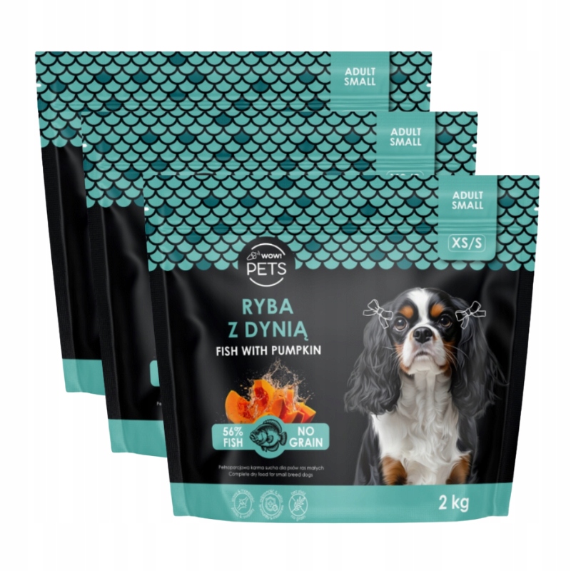 Levně Suché krmivo ryba s rybou a dýní Xs/s sada 3 sáčků po 2 kg