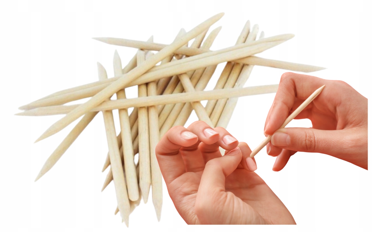 PATYCZKI DO MANICURE SKÓREK DREWNIANE Z DRZEWA POMARAŃCZOWEGO x 100szt