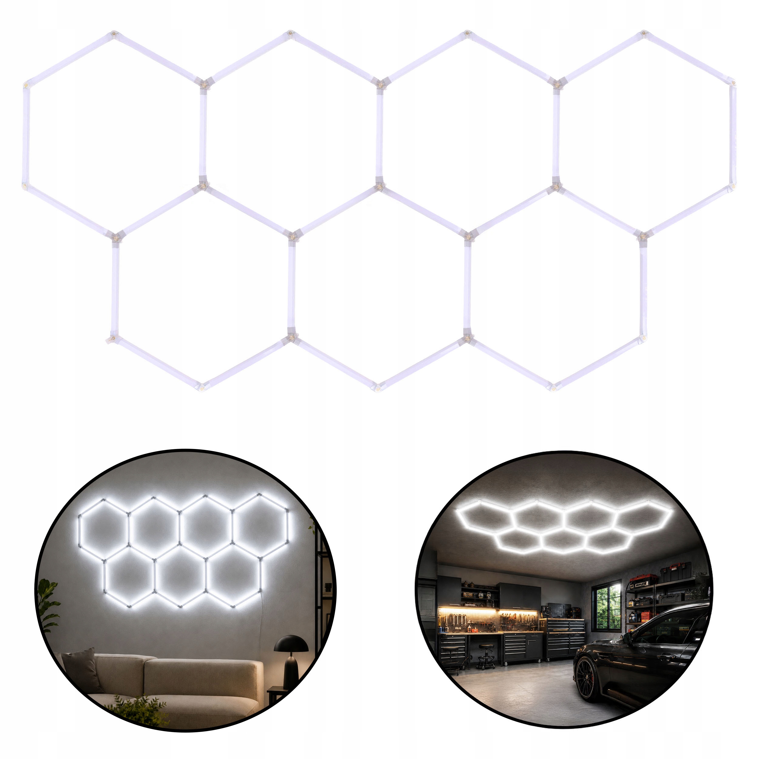 Led Lampa Hexagon 248W 6500K Modulárny Stropný Panel Garážová Dielňa