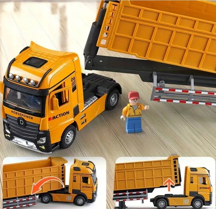 CIĘŻARÓWKA LAWETA TIR SAMOCHÓD CIĘŻAROWY WYWROTKA METAL DŹWIĘK I ŚWIATŁO Minimalny wiek dziecka 3