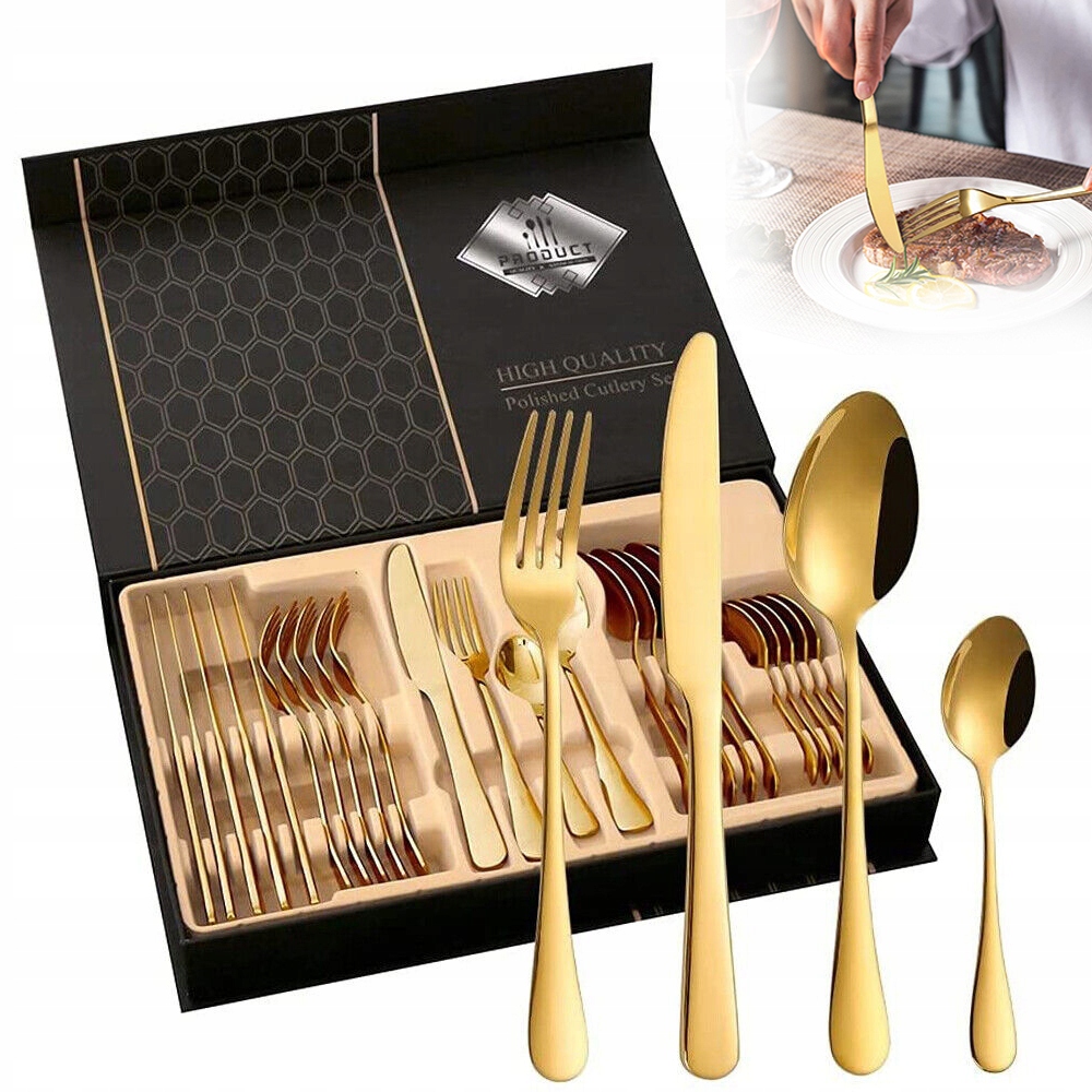 Jídelní Vidličky Nerezová Ocel 24KS Zrcadlo Elegantní Sada