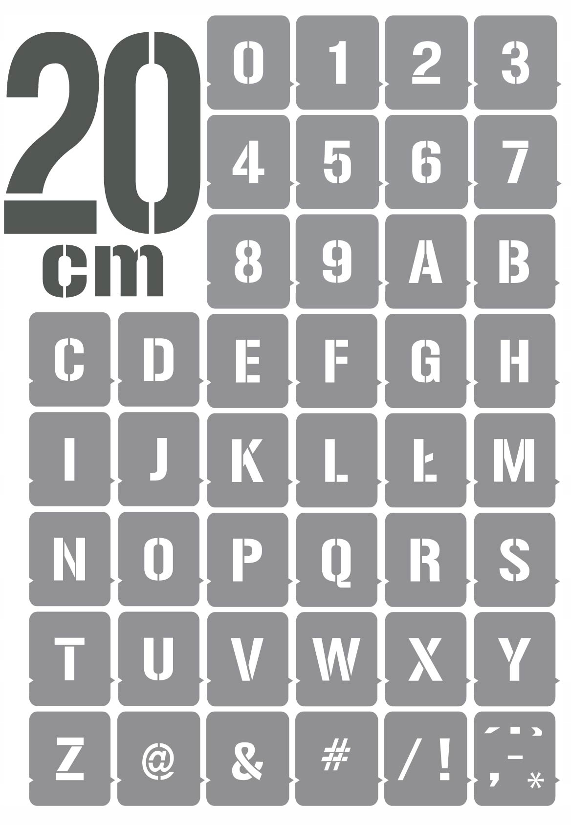 

Szablony zestaw Litery i Cyfry 20cm /malarskie/