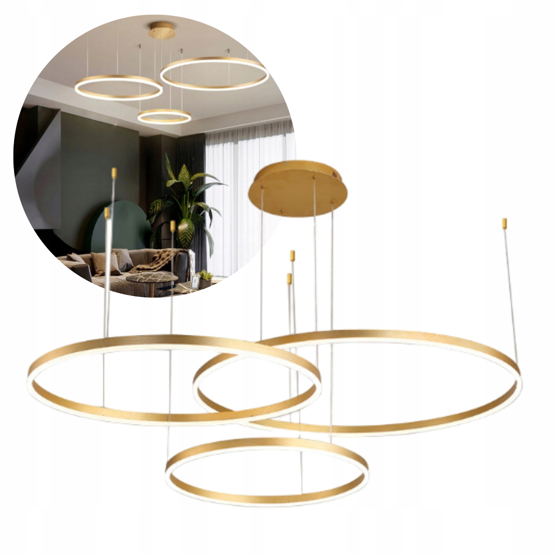 Stropná Lampa Závesná Ring Led Luster Moderný B.neutrálna Zlatá