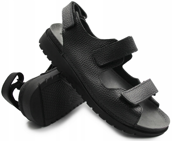 Černé kožené sandály pro ženy na léto na suchý zip Inblu 158d206 36