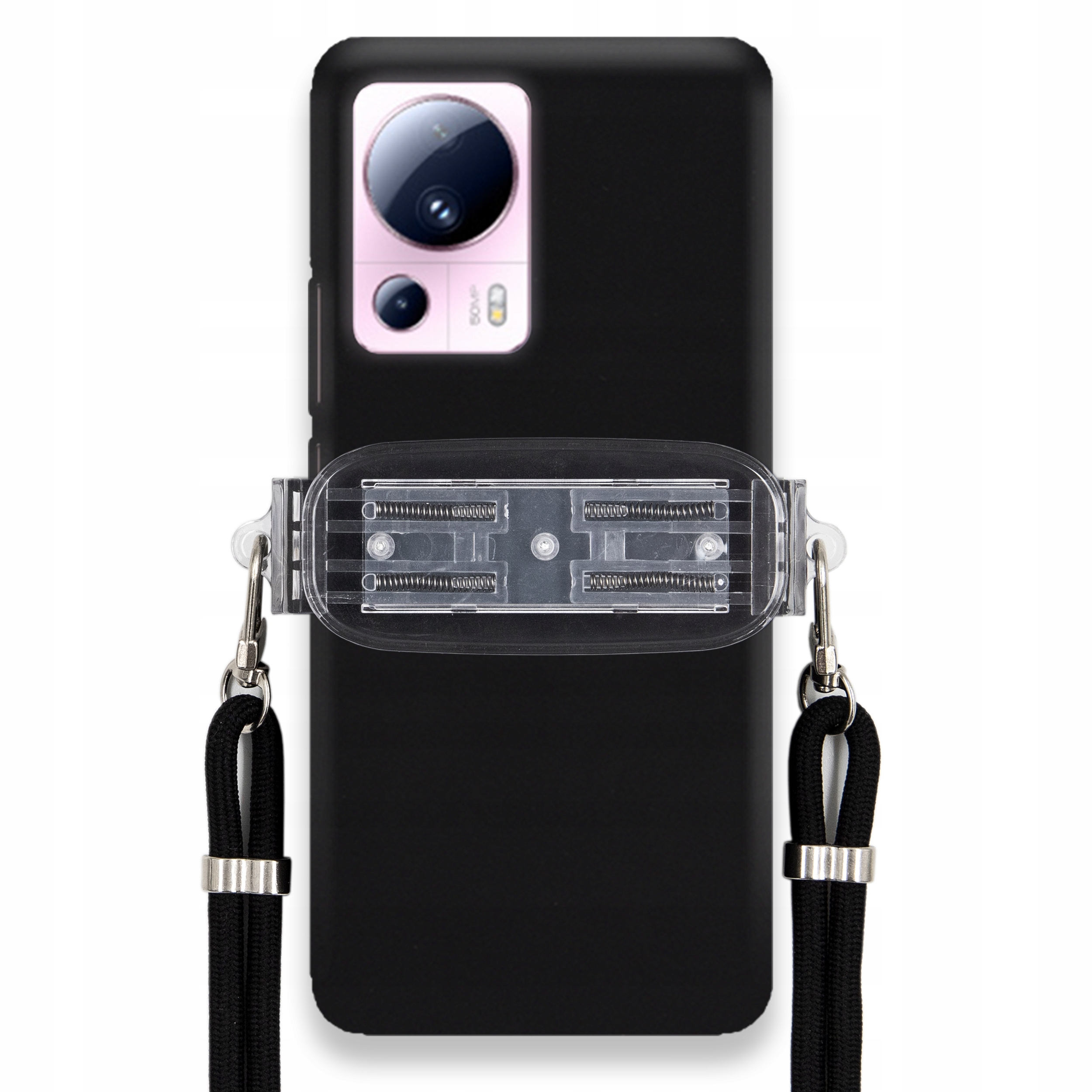 Puzdro Pre Xiaomi 13 Lite Smooth Čierne Puzdro Univerzálny Držiak Čierna Šnúrka