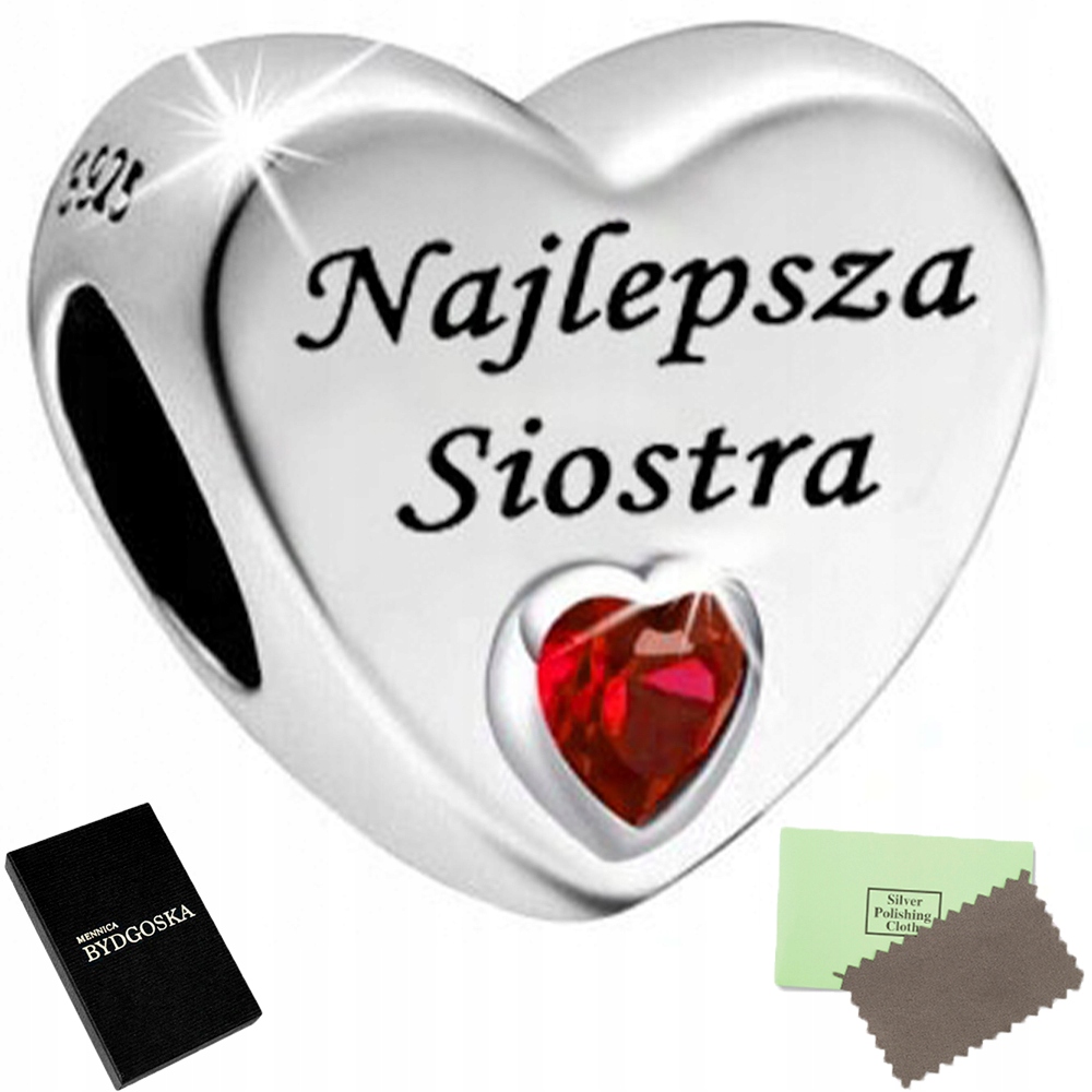 

Charms 925 Serce Siostra Sister Koralik Zawieszka