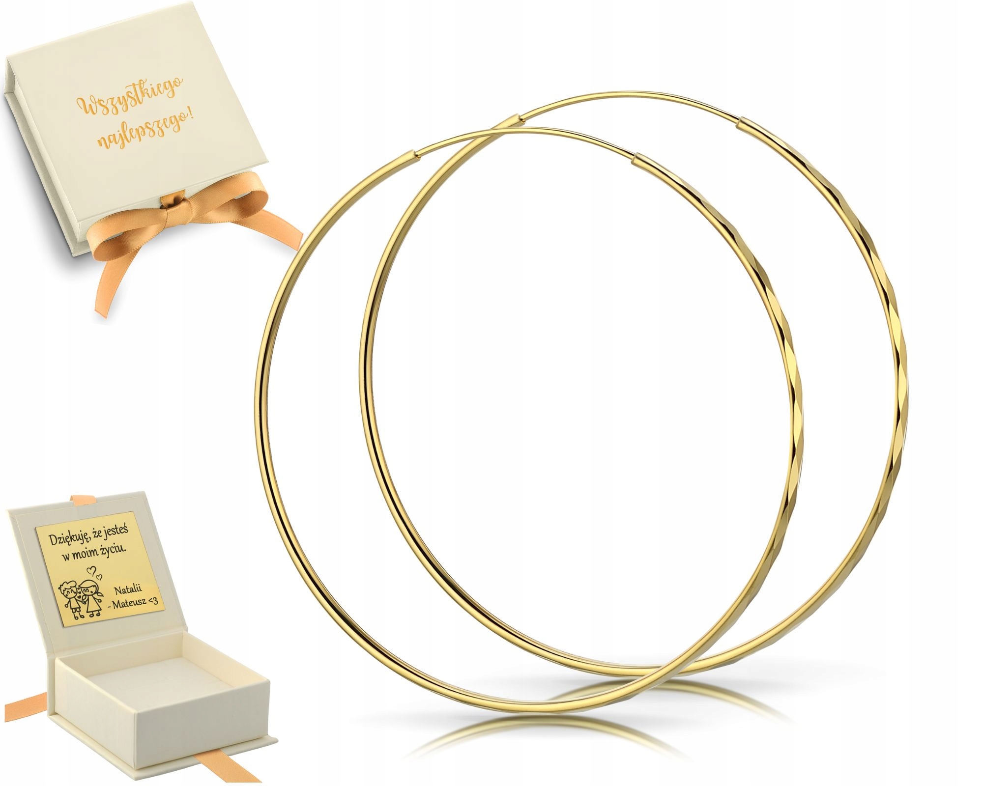 Zlaté Kruhové Náušnice Velké Stříbro Pozlacené 925 Diamantové 6 CM 60 MM