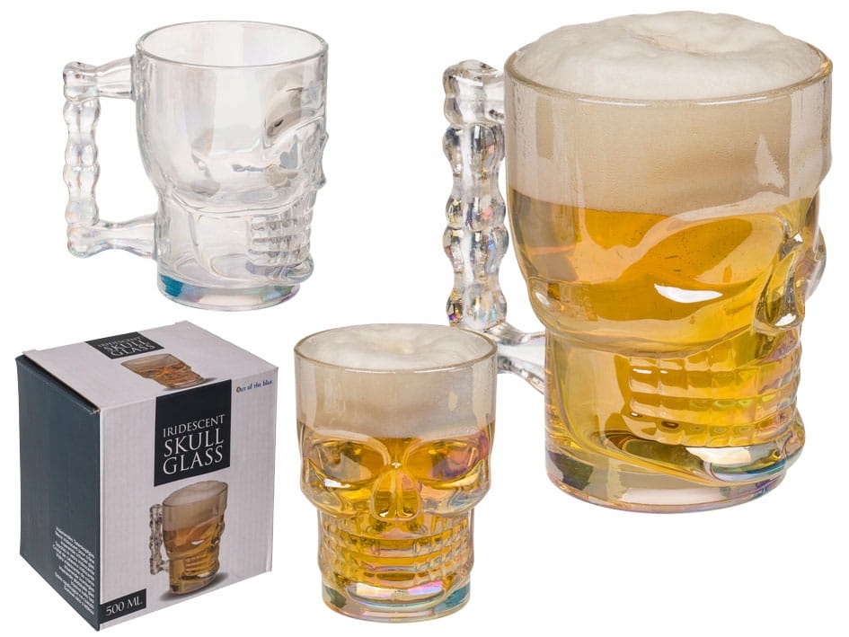 

Opalizujący szklany kufel do piwa czaszka 500 ml
