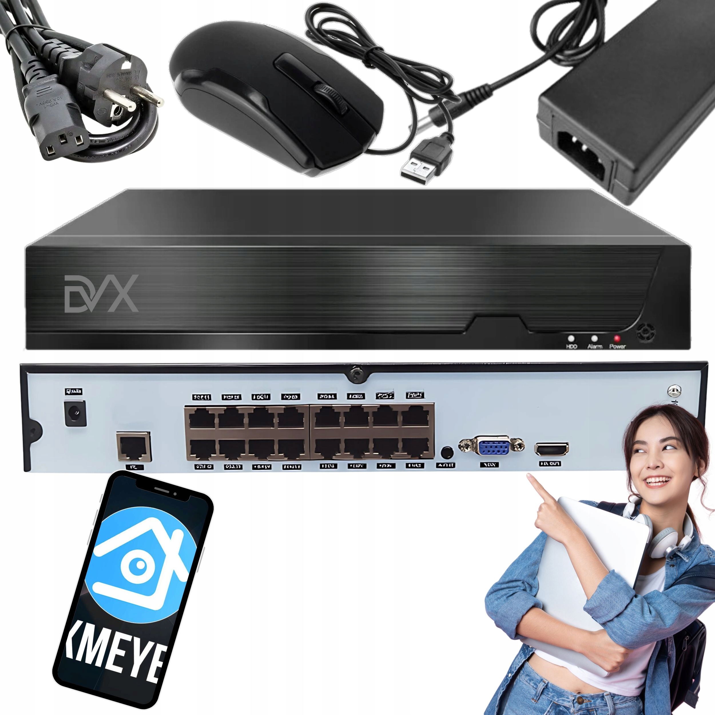 Záznamník Monitorování Záznamník Nvr Ip 8CH 4K Poe 8MPX 8-KANÁLOVÝ DVX