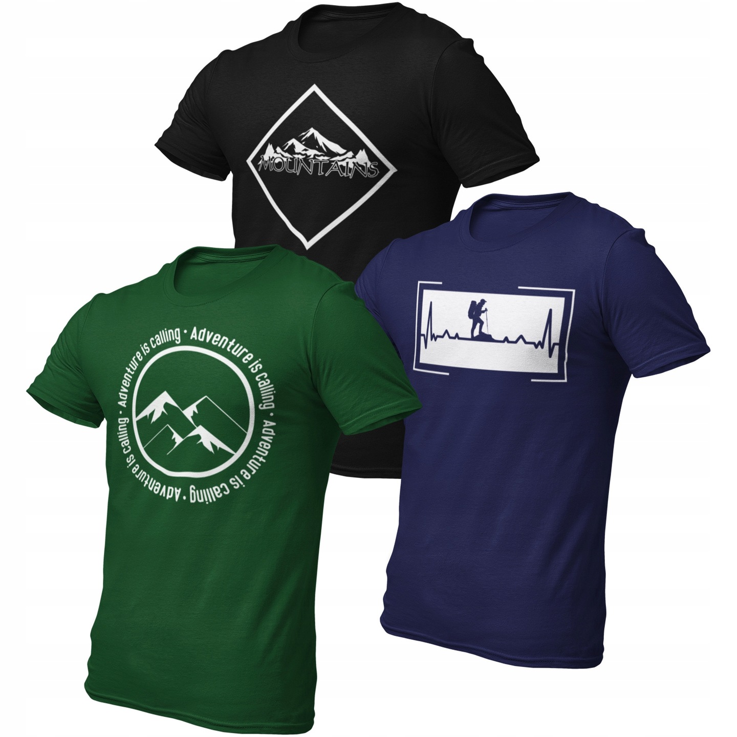 T-shirt 3szt Zestaw Koszulka męska wakacje 100% Bawełna 3pak W Góry XXL