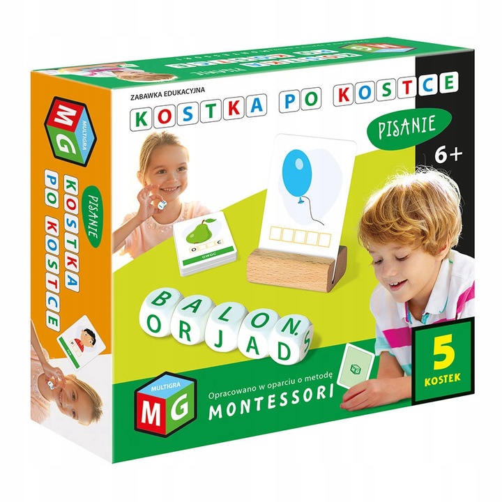 Multigra Montessori Gra Planszowa Kostka Po Kostce Pisanie 5 Kostek
