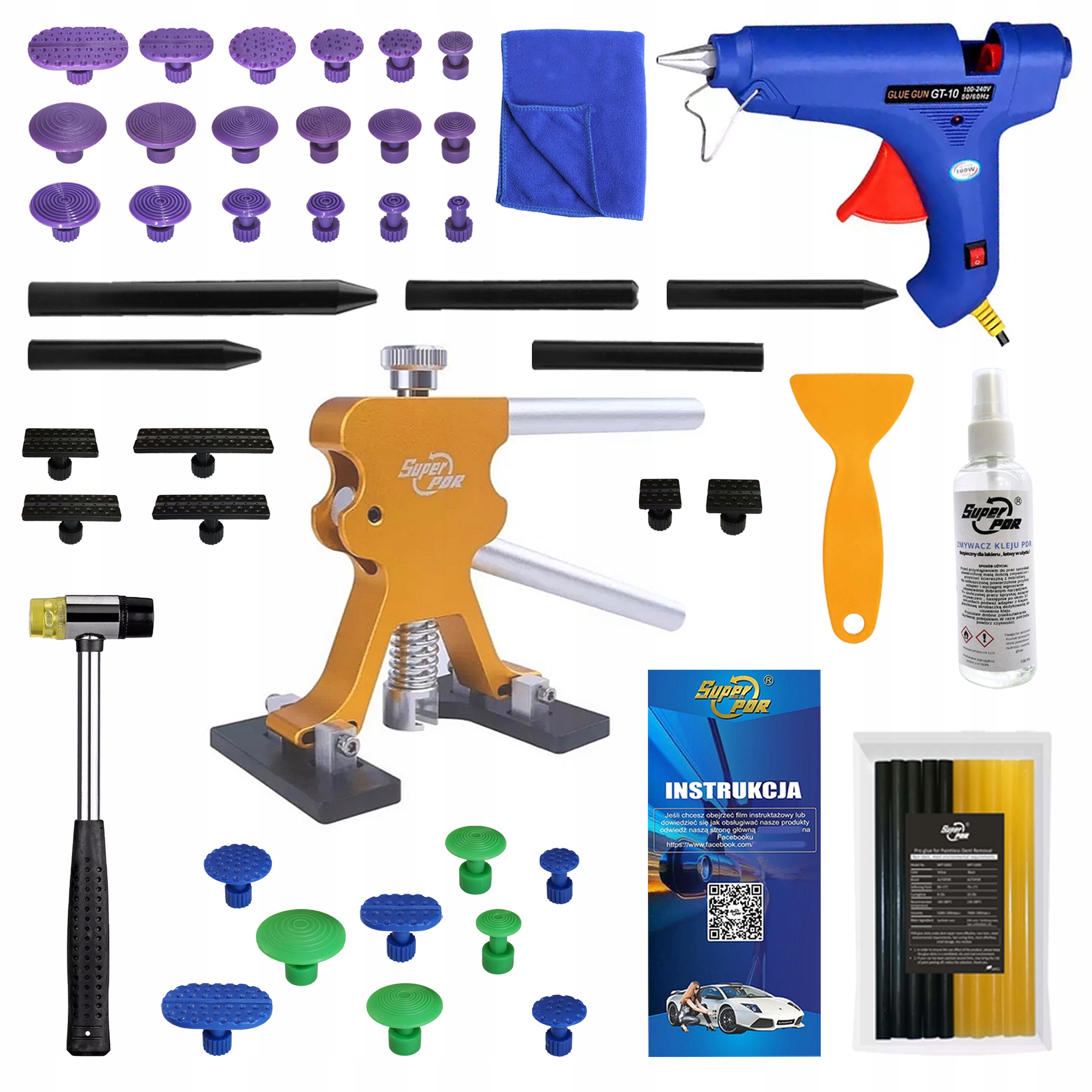 Pdr sada nástrojů pro odstraňování promáčklin pro vytahování promáčklin 63 ks velká xxl