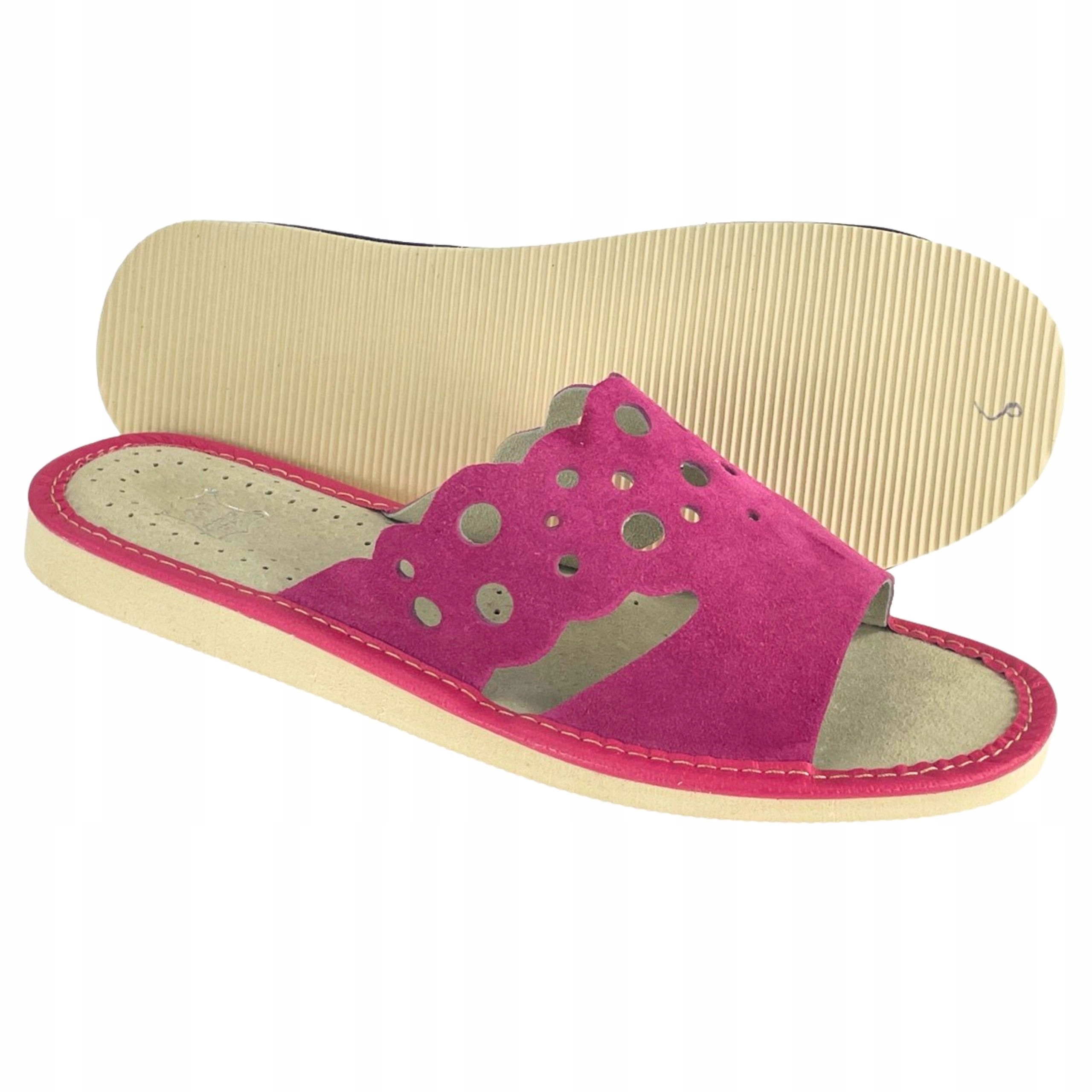 Skórzane Pantofle Domowe Damskie Polskie Zamszowe Laczki Damskie Góralskie Rozmiar 36