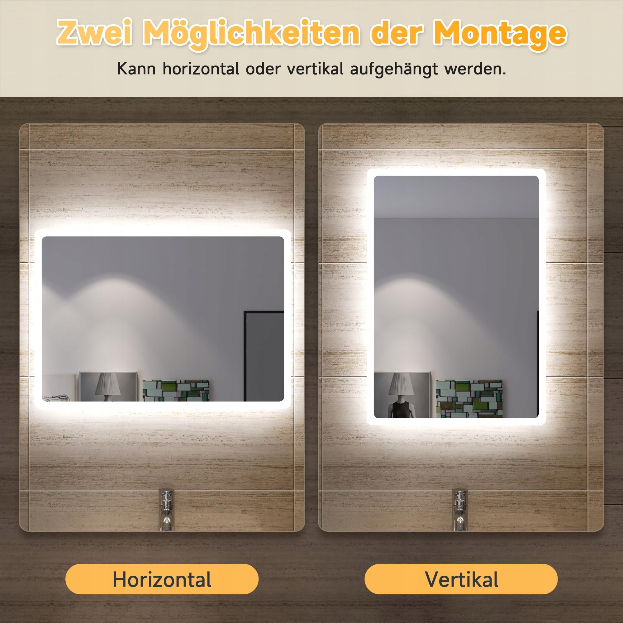 Sonni kúpeľňové zrkadlo s osvetlením 60x40 cm Led kúpeľňové zrkadlo násten